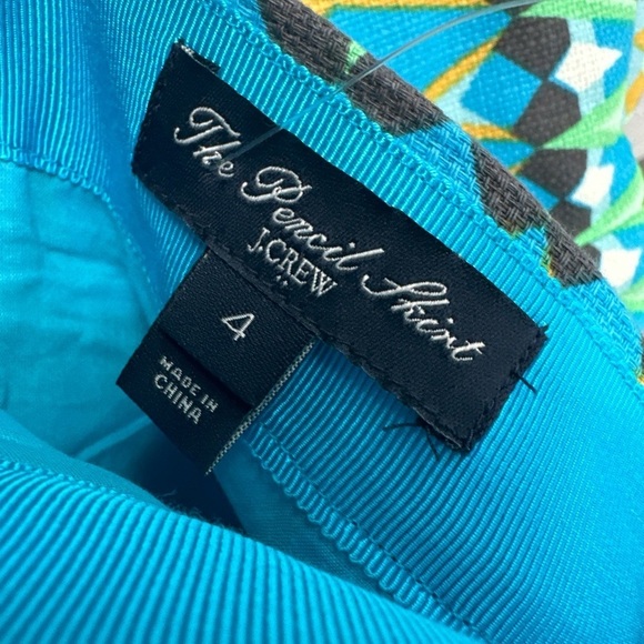 J.CREW The Pencil Skirt Basket Weave Turquoise Blue Green Straight Sz 4 - Picture 2 of 3